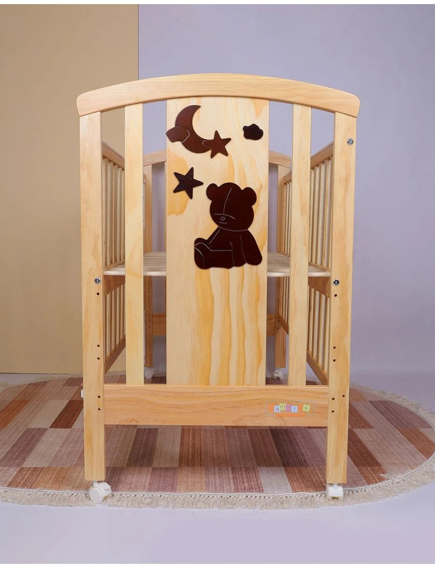 Zubaida's Wooden Cot Light Brown - Bear Theme