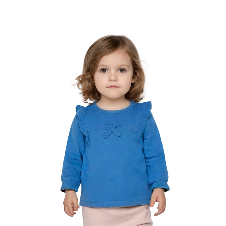 Zubaida's Top Frill Bront Bow Blue for Girls