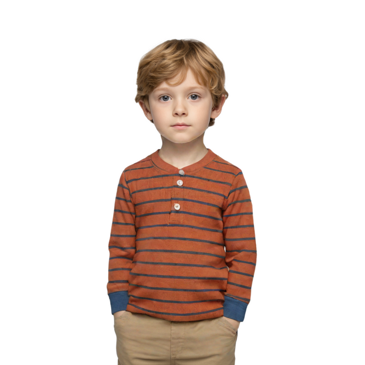 Zubaida's T Shirt Long Sleeves Brown Stripes Toddler Boys