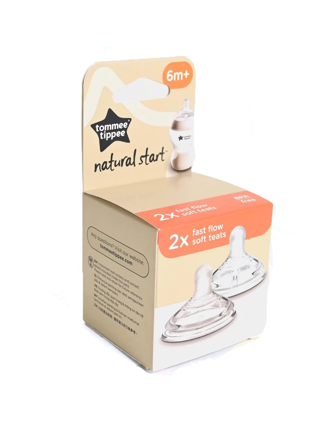 Tommee Tippee Natural Start Fast Flow Soft Teat Pack of 2 - TT 423963