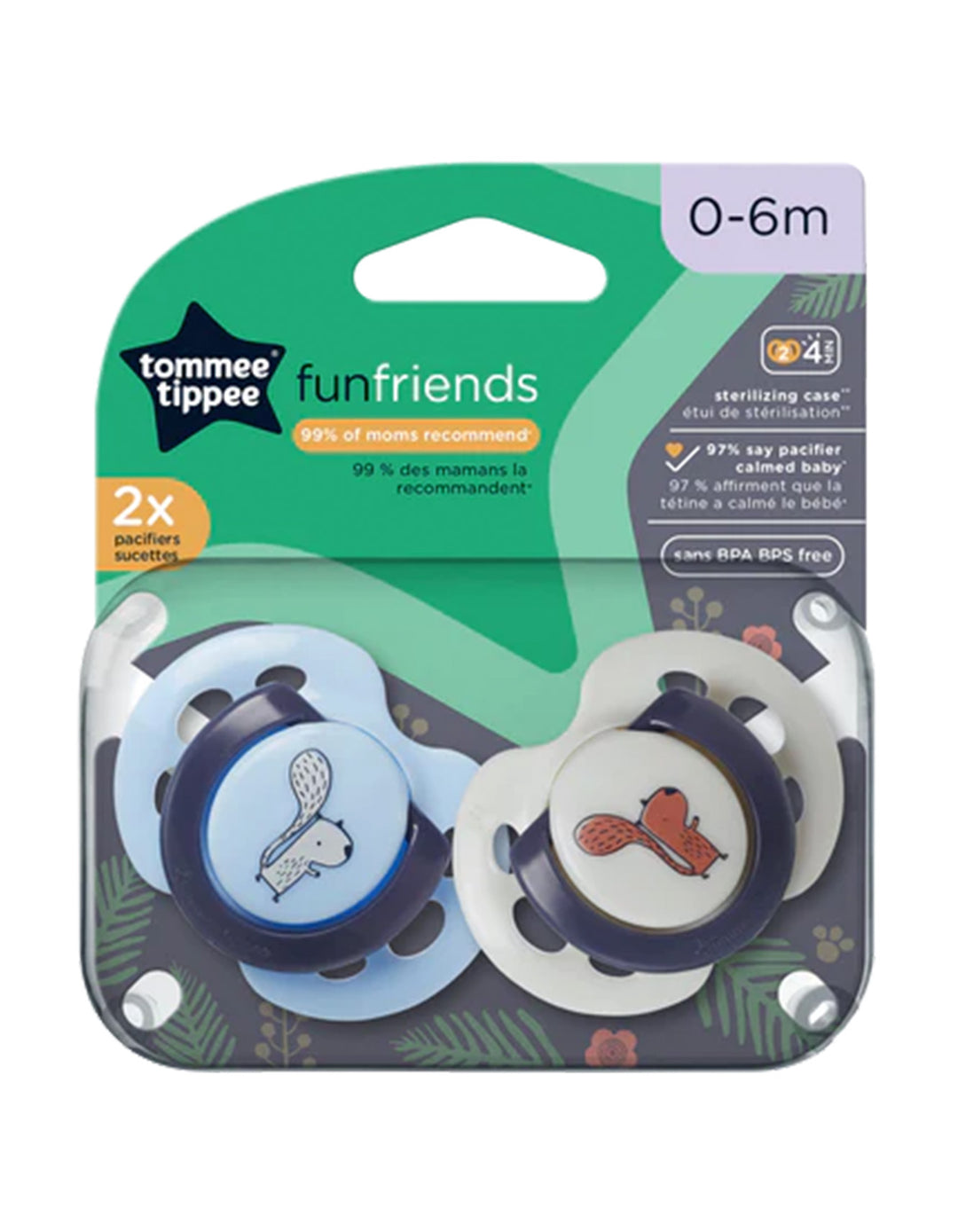 Tommee Tippee 0-6M Fun Style Pacifiers 2-PK - TT 533453