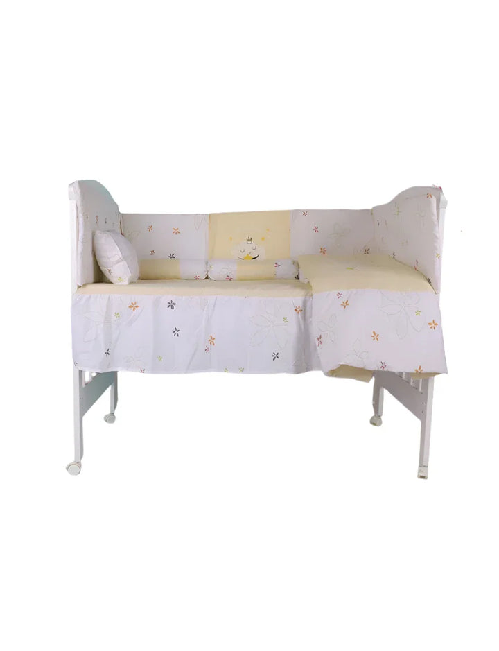 Cot Bedding Set White and Lemon Yellow Sweet Dreams