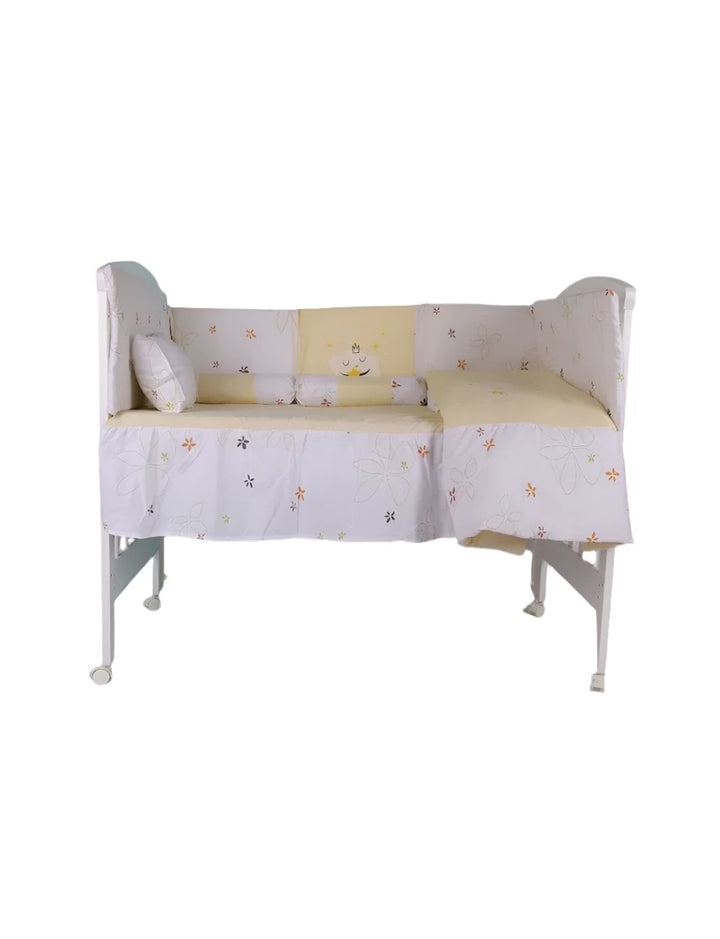 Cot Bedding Set White and Lemon Yellow Sweet Dreams