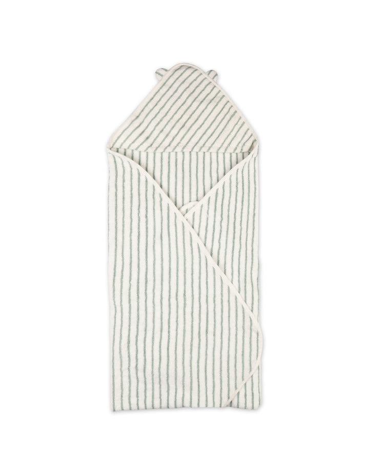 Baby Bath Towel Hooded Bambies Green Stripes at Zubaidas