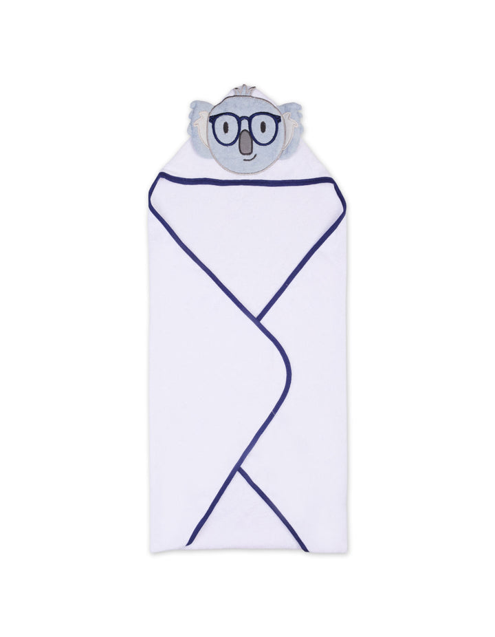 Baby Boys Bath Towel Hooded Koala Blue and White at Zubaidas