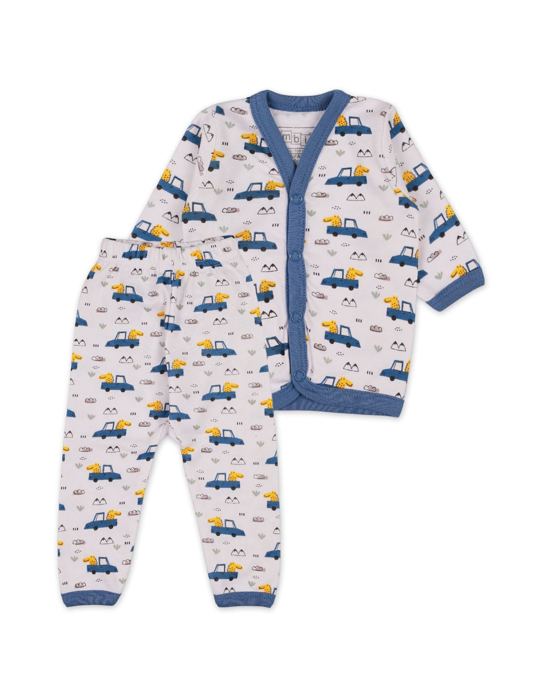 Baby Boys Night Suits Bambies Dino White and Blue at Zubaidas
