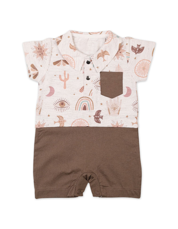 Baby Boys Summer Romper Brown Premium Turkish Collection at Zubaidas