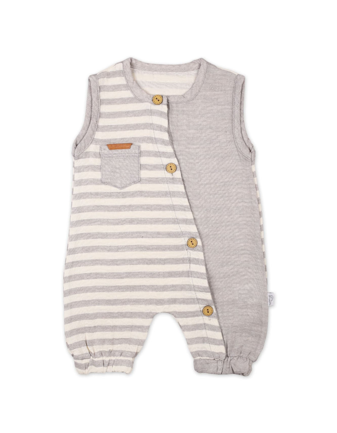 Baby Boys Summer Romper Grey Stripes Premium Turkish Collection at Zubaidas