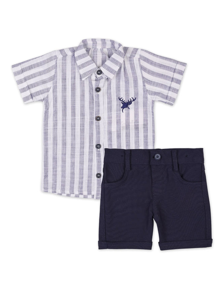 Baby Boys Summer Suit Blue Stripes Premium Turkish Collection at Zubaidas