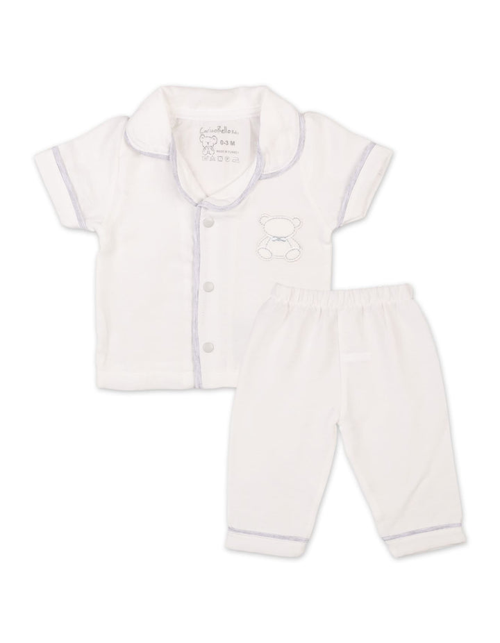 Baby Boys Summer Suit Grey and White Premium Turkish Collection at Zubaidas