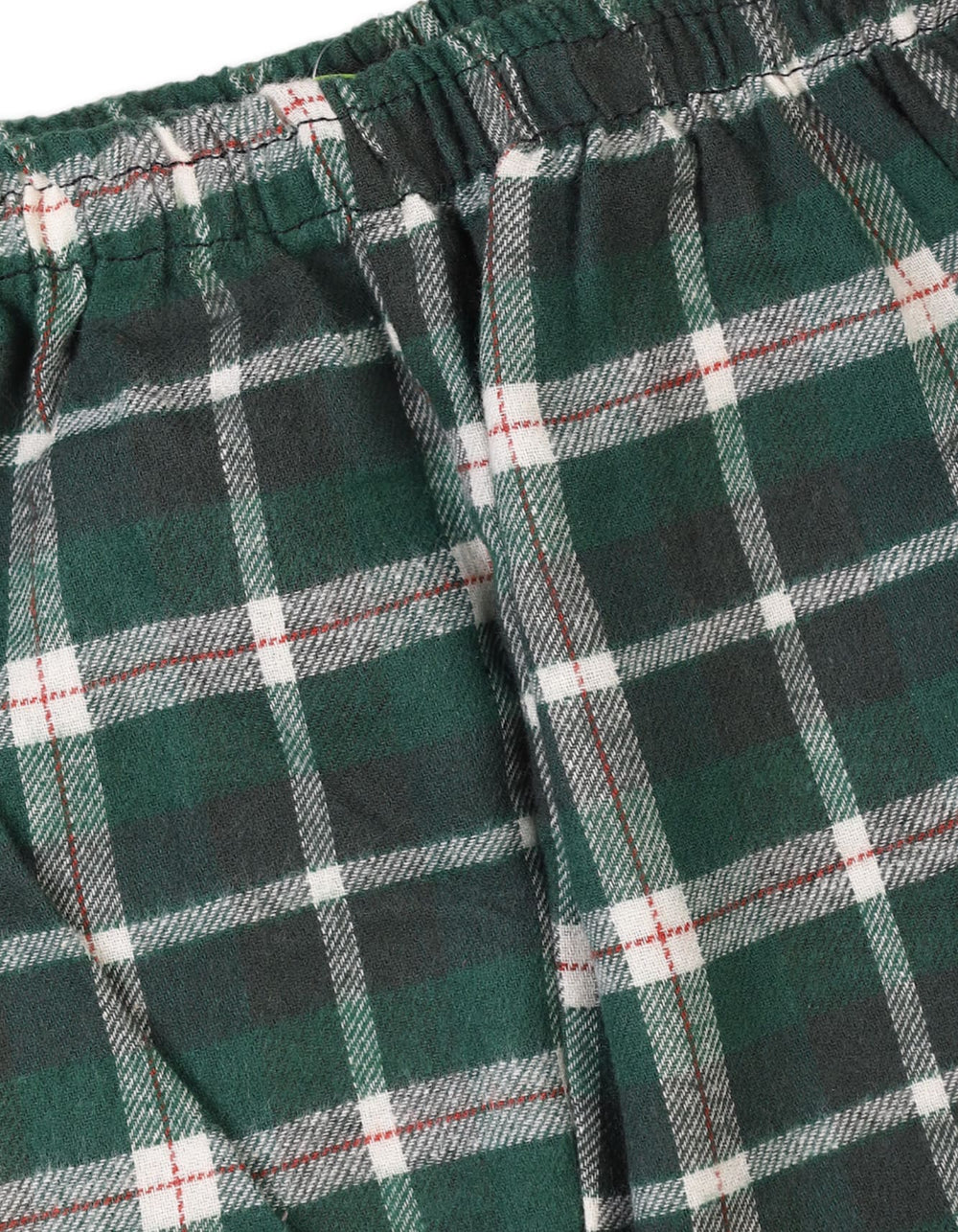Baby Boys and Boys Flannel Checkered Pajama Bambies Green and White at Zubaidas