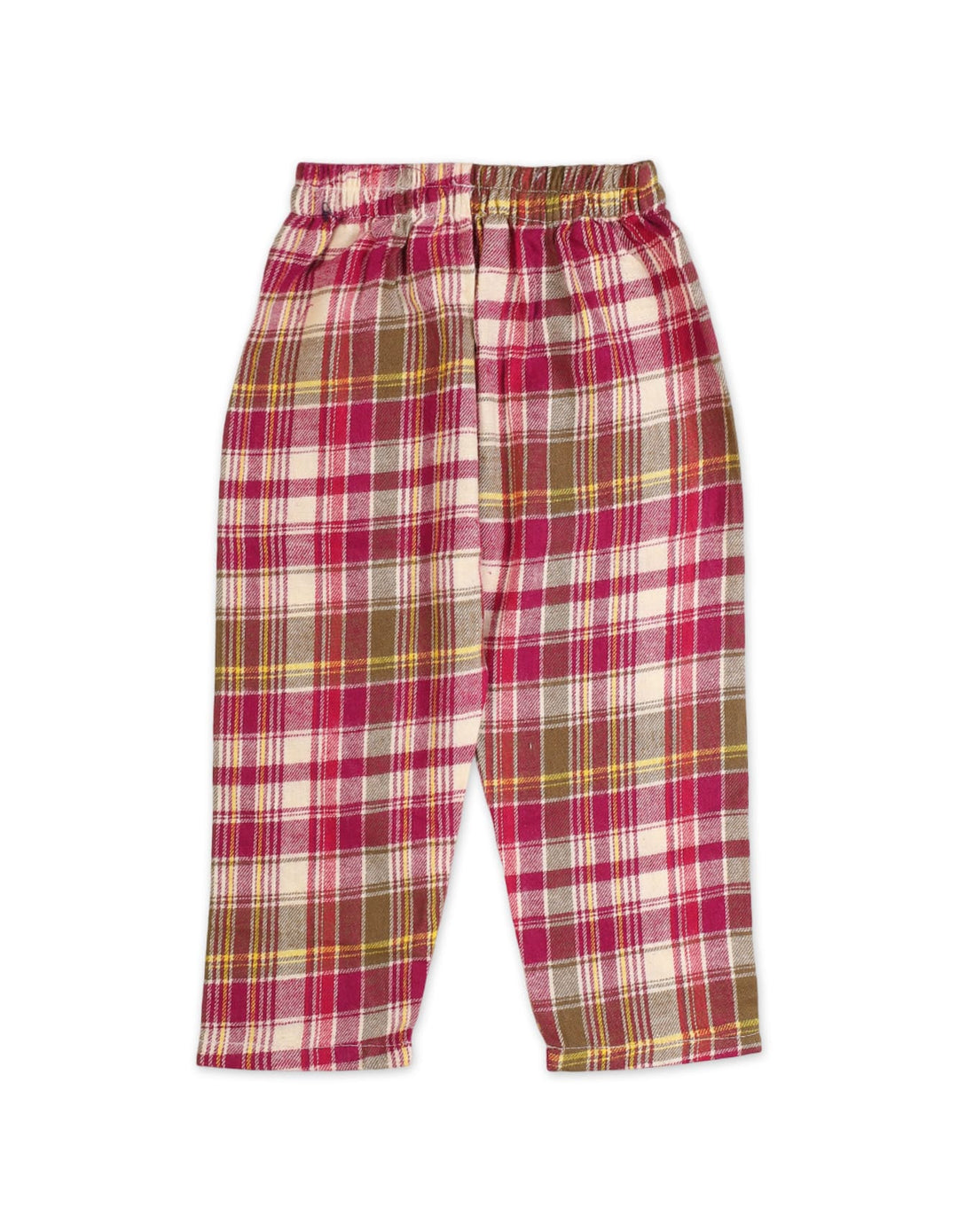 Baby Boys and Boys Flannel Checkered Pajama Bambies Magenta and Off White at Zubaidas