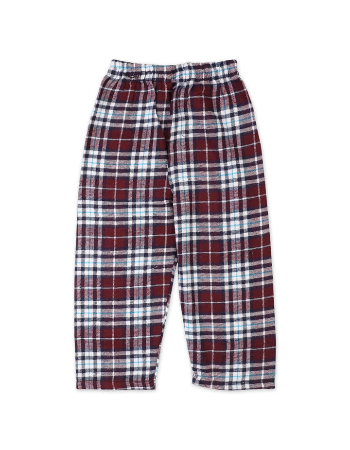 Baby Boys and Boys Flannel Checkered Pajama Bambies Maroon and White at Zubaidas