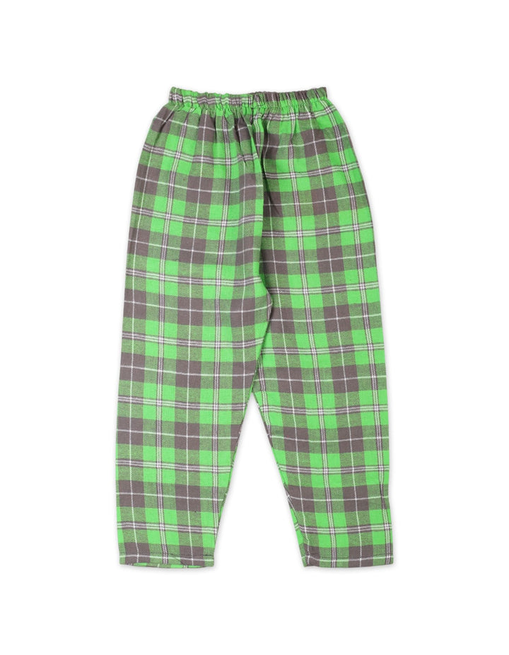 Baby Boys and Boys Flannel Checkered Pajama Bambies Light Green and Grey at Zubaidas