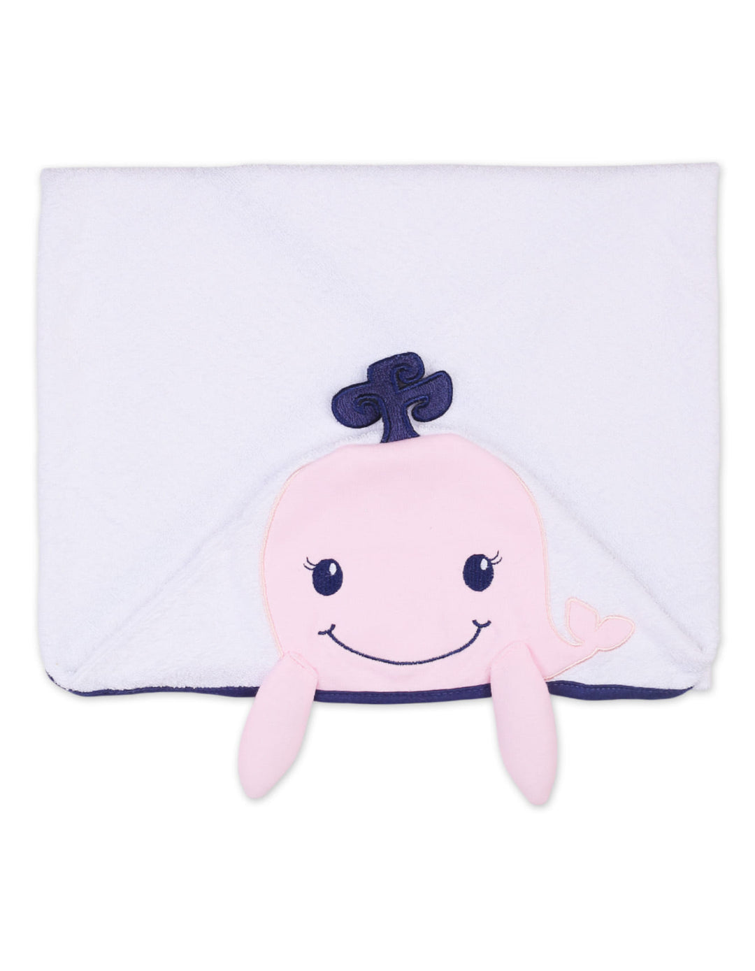 Baby Girl Bath Towel Hooded Whale Pink and White at Zubaidas Online Pakistan