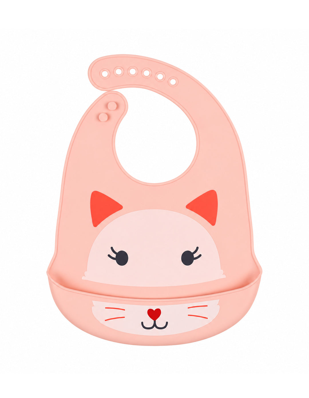 Baby Girl Silicon Bib Bambies Cat Face Light Pink at Zubaidas