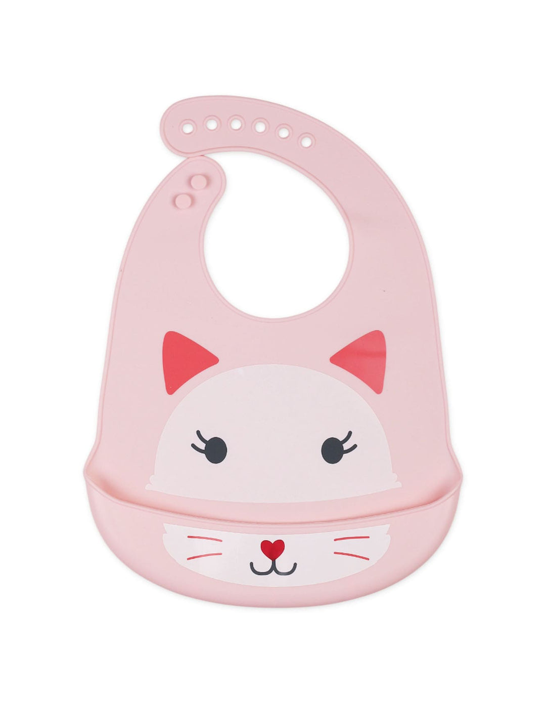 Baby Girl Silicon Bib Bambies Cat Face Light Pink at Zubaidas
