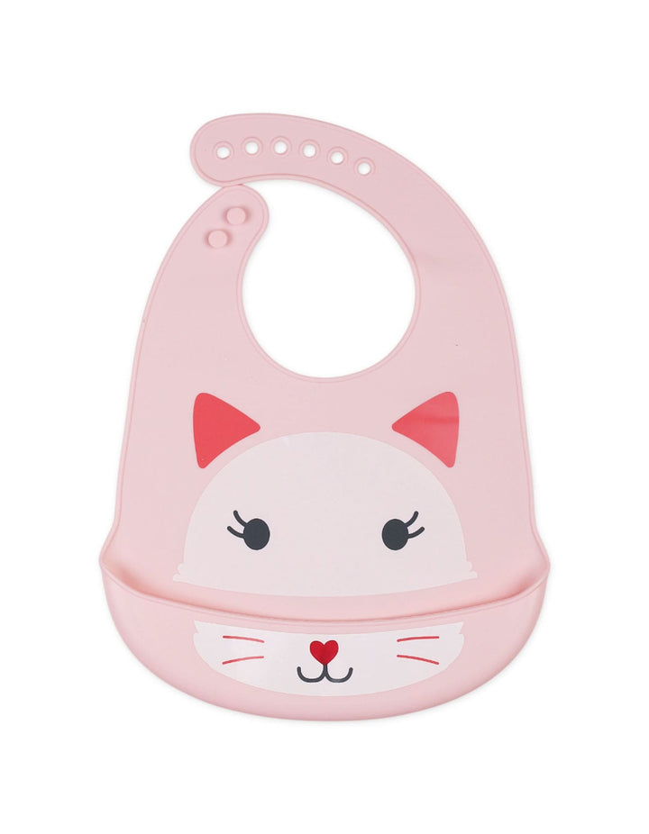 Baby Girl Silicon Bib Bambies Cat Face Light Pink at Zubaidas