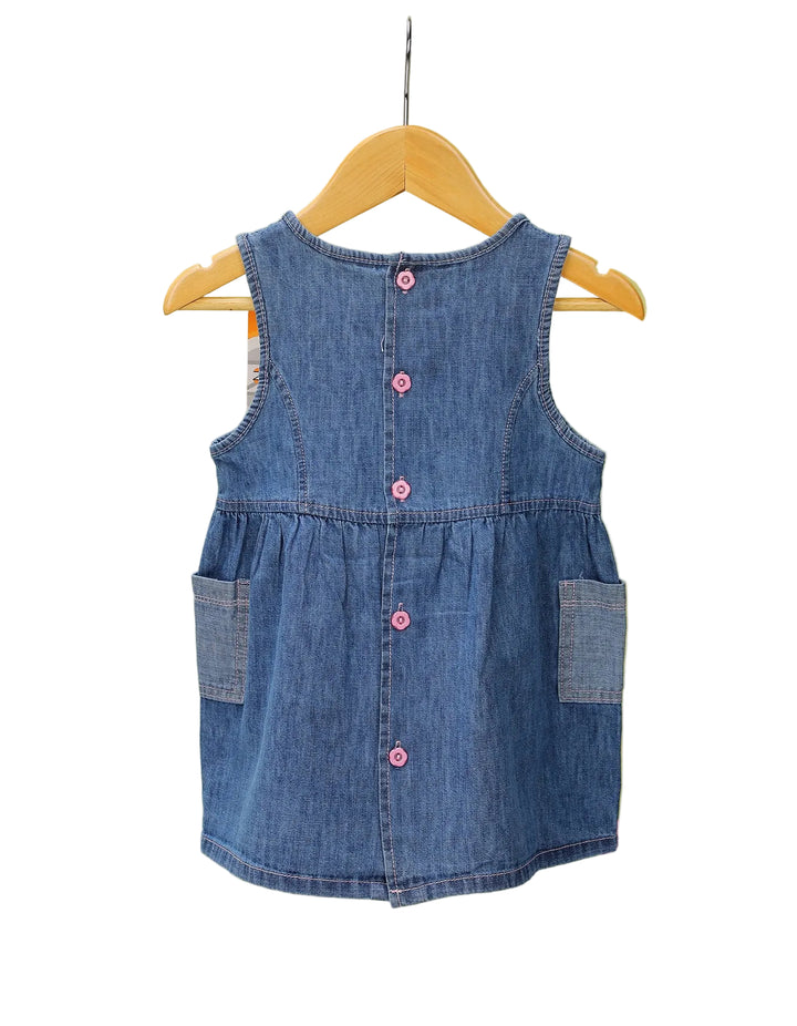 Baby Girls Denim Sleeveless Dress Bambies at Zubaidas