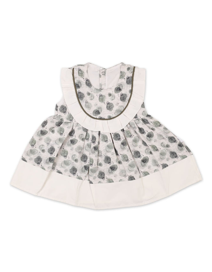 Baby Girls Summer Dress White and Green Premium Turkish Collection at Zubaidas