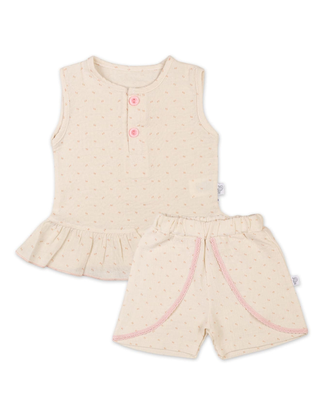Baby Girls Summer Suit Cream Premium Turkish Collection at Zubaidas