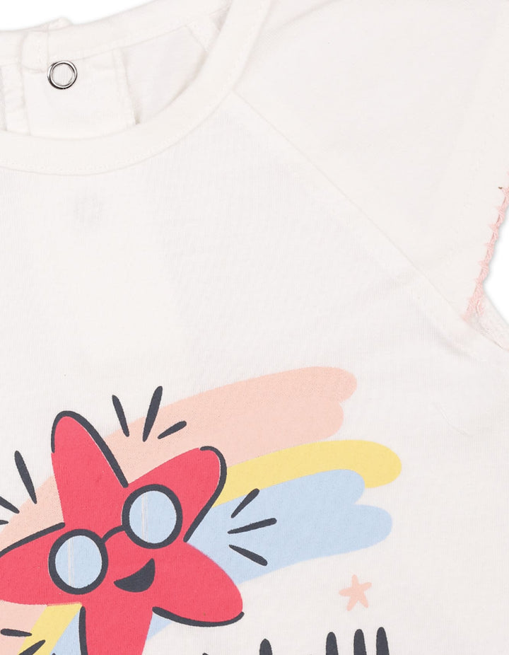 Baby Girls Summer Suit White and Peach Premium Turkish Collection at Zubaidas Online Pakistan