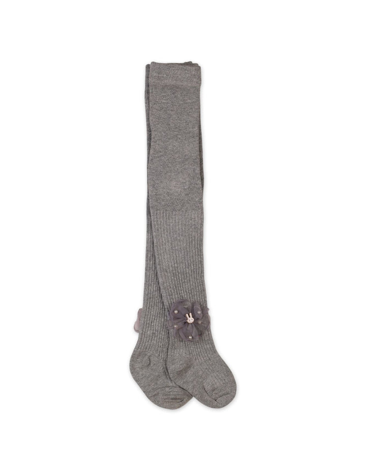 Baby Girls and Girls Leggings Bambies Ribbed Floral Grey at Zubaidas