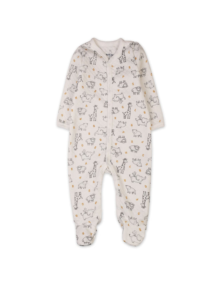 Baby Romper Bambies Quilted Animals Print White at Zubaidas