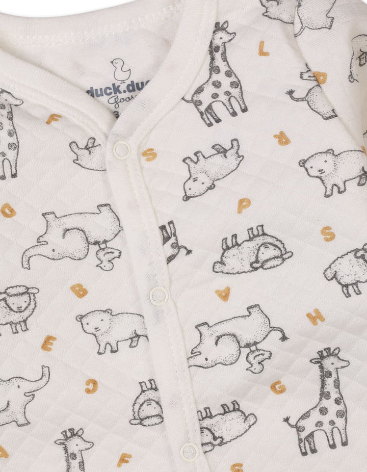 Baby Romper Bambies Quilted Animals Print White at Zubaidas