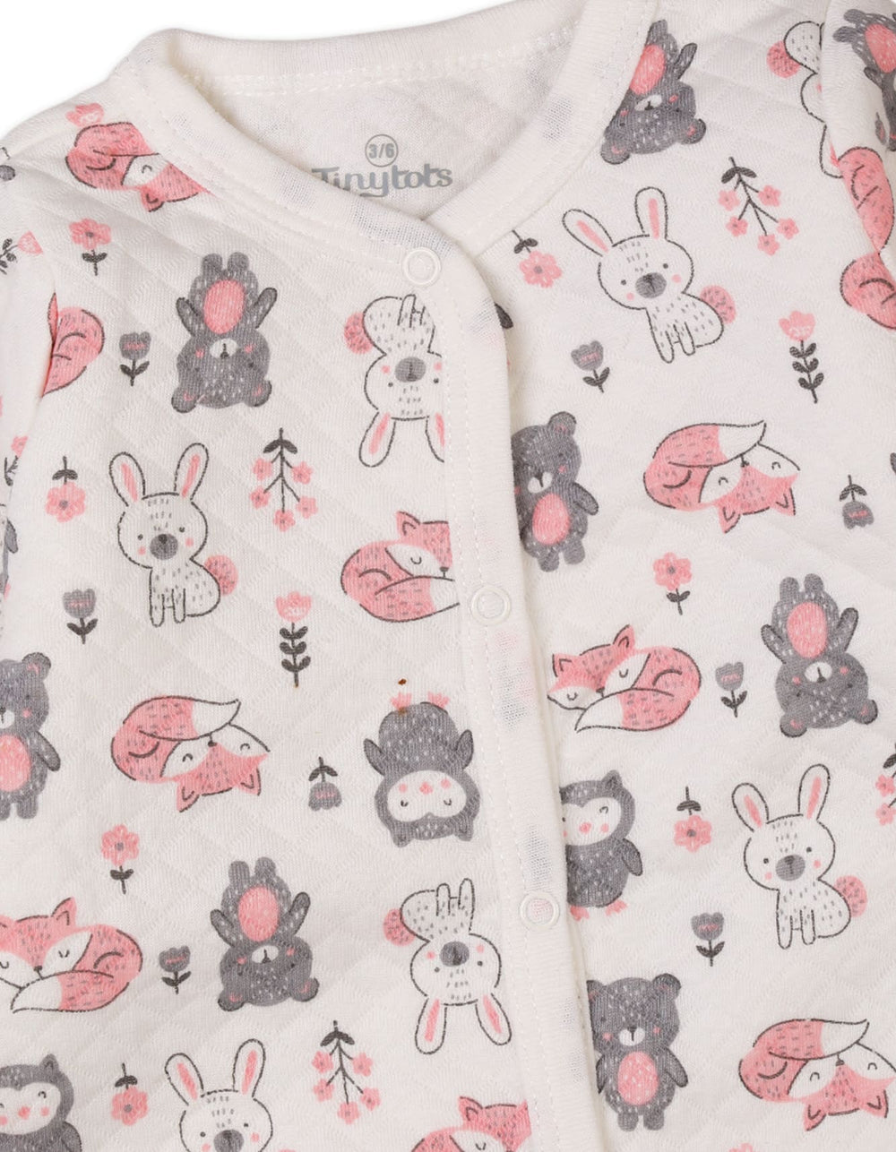 Baby Romper Bambies Quilted Animals Print White at Zubaidas