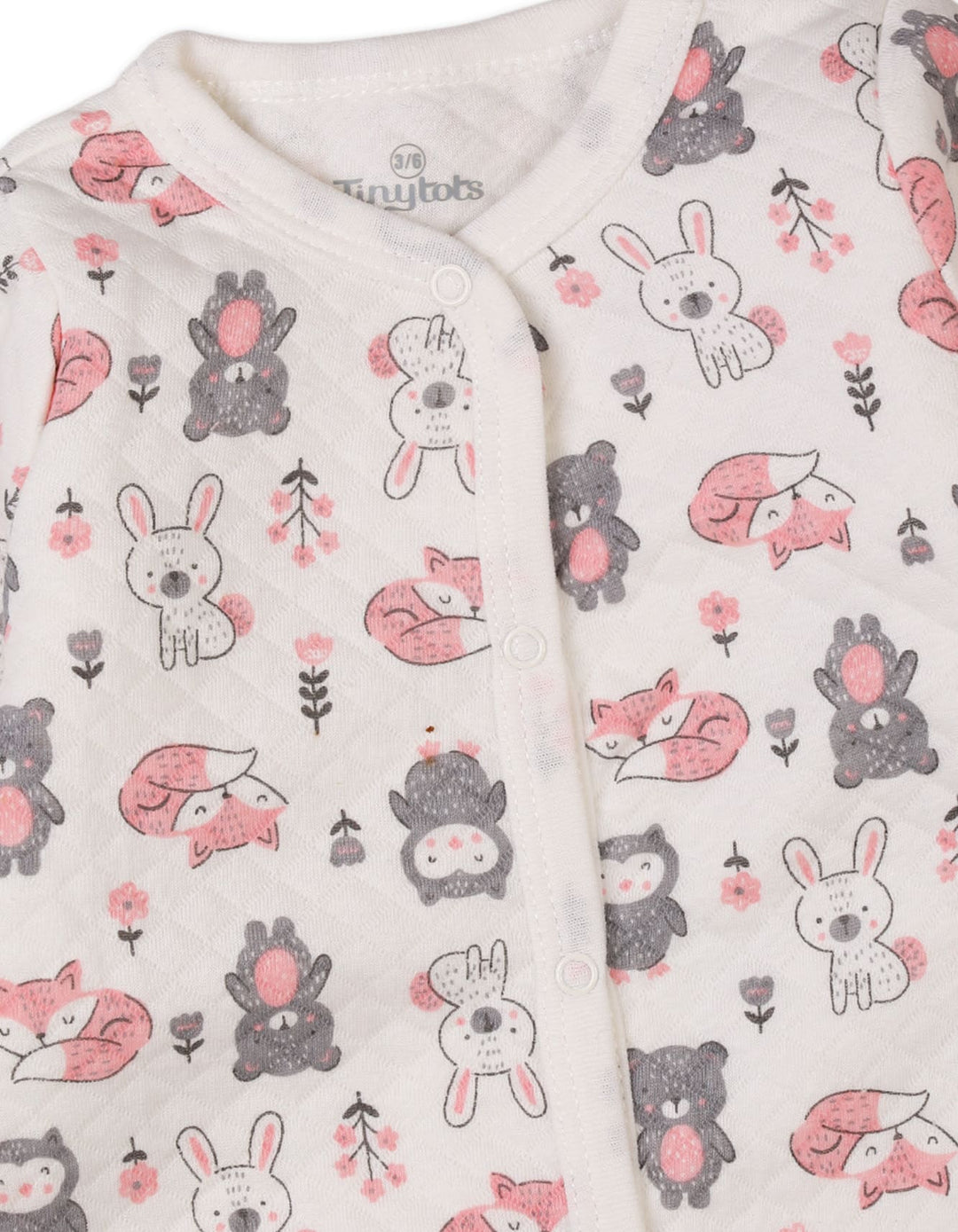 Baby Romper Bambies Quilted Animals Print White at Zubaidas