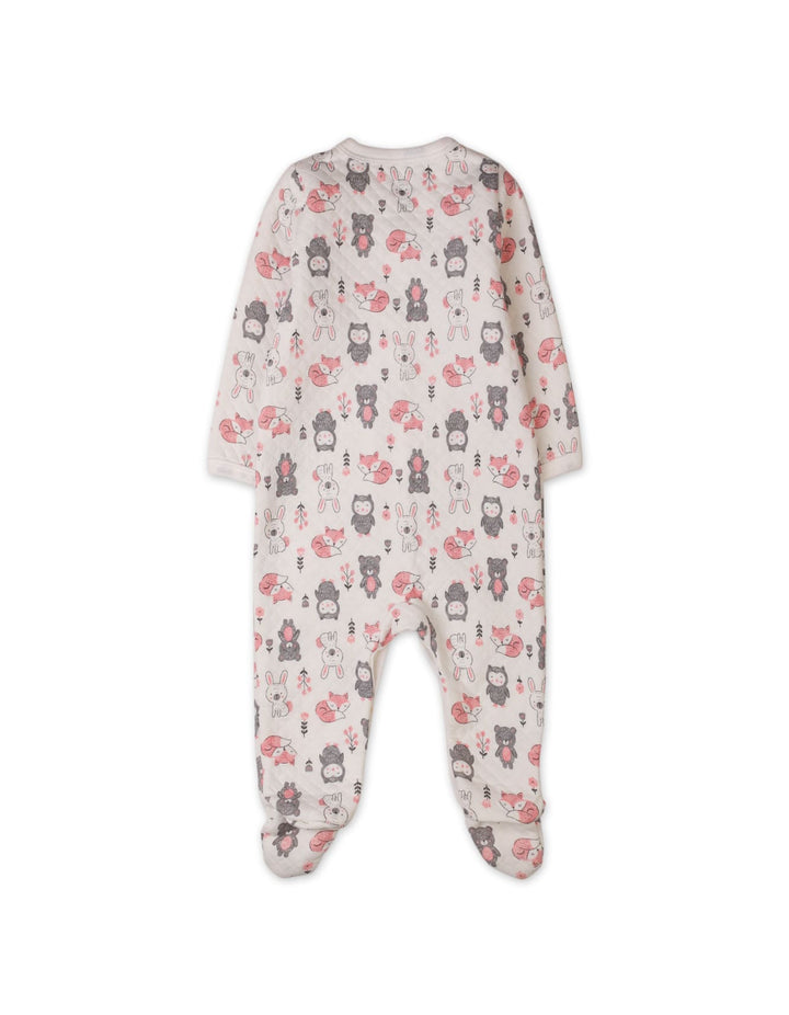 Baby Romper Bambies Quilted Animals Print White at Zubaidas