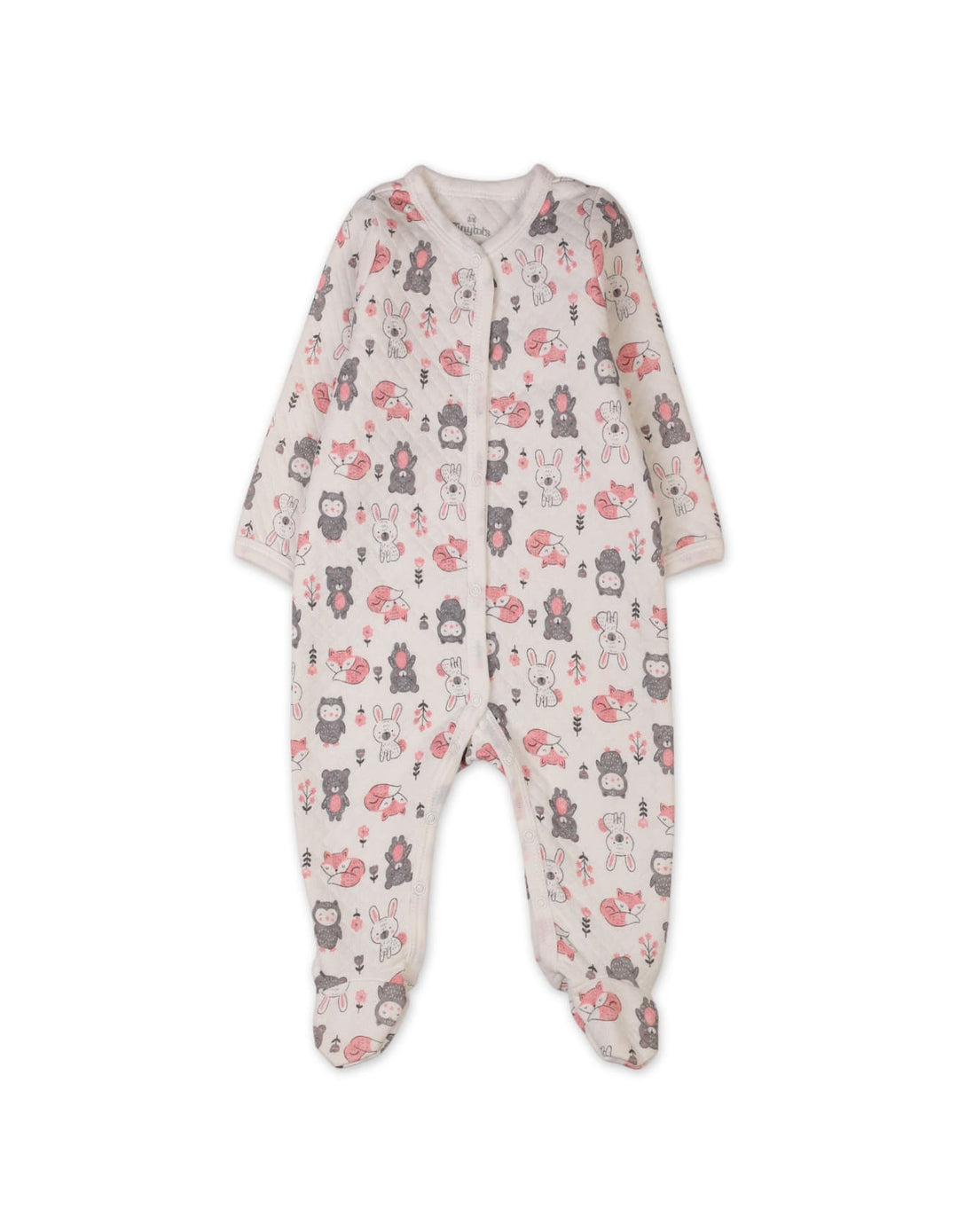 Baby Romper Bambies Quilted Animals Print White at Zubaidas