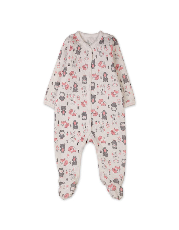 Baby Romper Bambies Quilted Animals Print White at Zubaidas