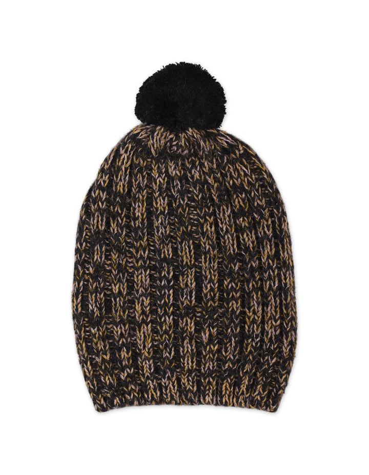 Baby Woolen Pom-Pom Cap Bambies Black and Yellow at Zubaidas