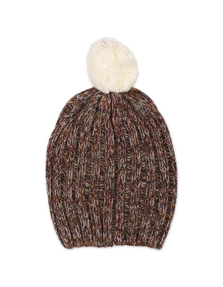 Baby Woolen Pom-Pom Cap Bambies Brown and Maroon at Zubaidas