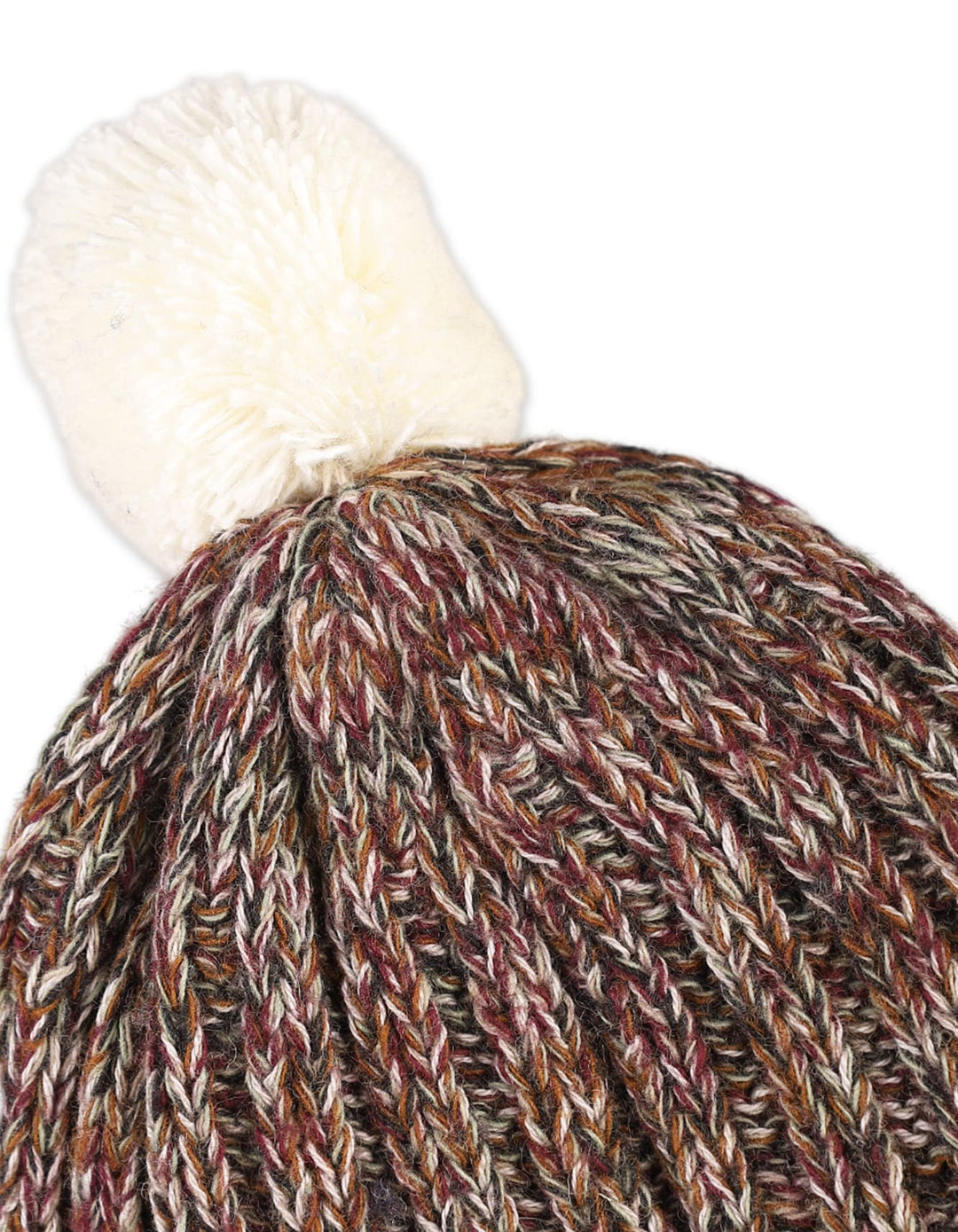 Baby Woolen Pom-Pom Cap Bambies Brown and Maroon at Zubaidas