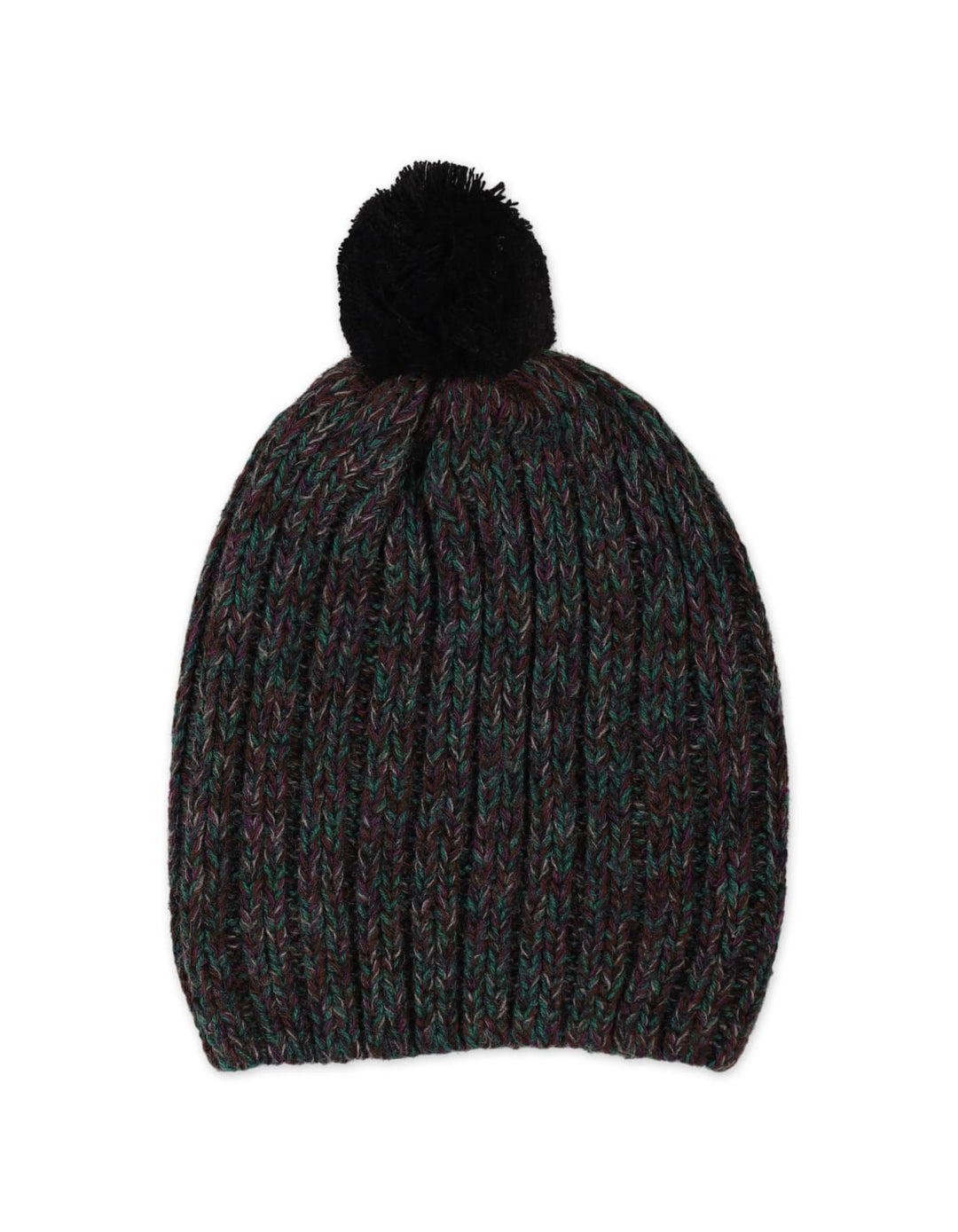 Baby Woolen Pom-Pom Cap Bambies Dark Green and Purple at Zubaidas