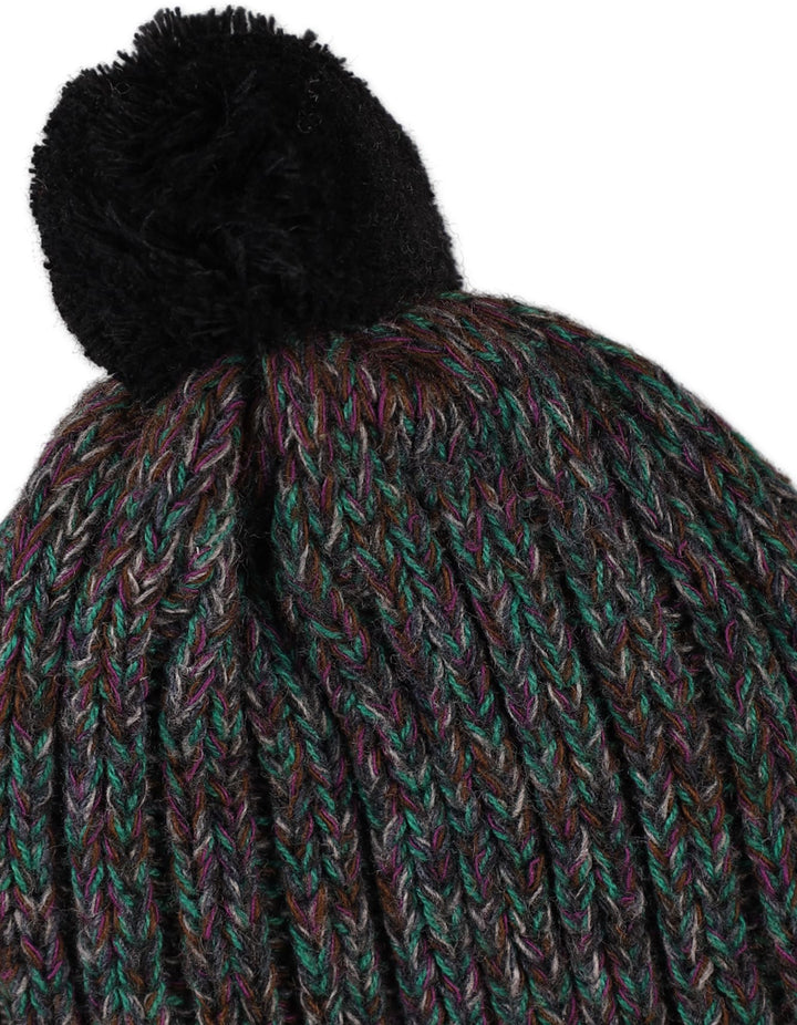 Baby Woolen Pom-Pom Cap Bambies Dark Green and Purple at Zubaidas