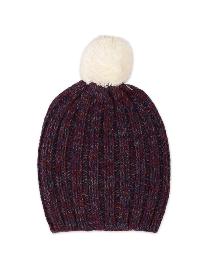 Baby Woolen Pom-Pom Cap Bambies Maroon and Purple at Zubaidas