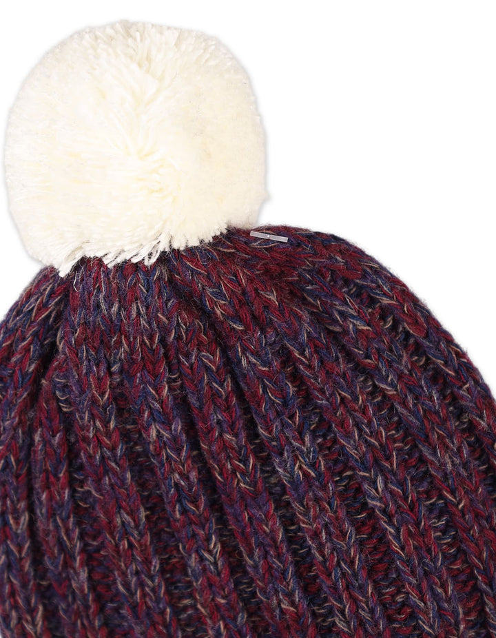 Baby Woolen Pom-Pom Cap Bambies Maroon and Purple at Zubaidas