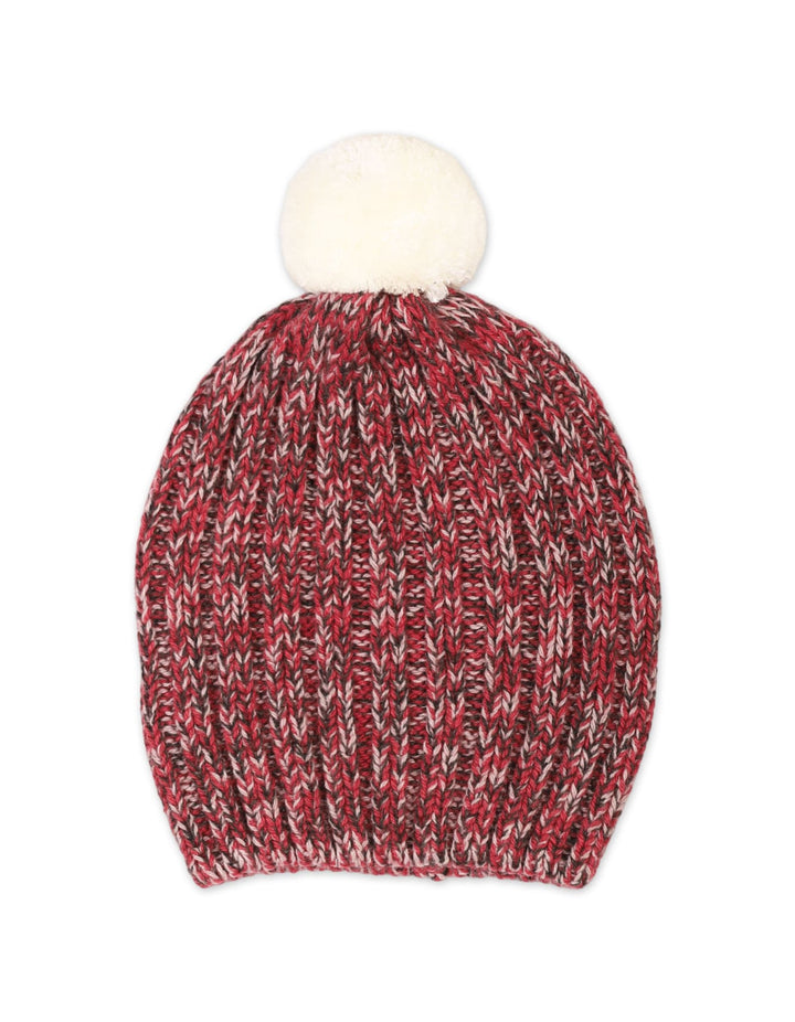 Baby Woolen Pom-Pom Cap Bambies Pink and Maroon at Zubaidas