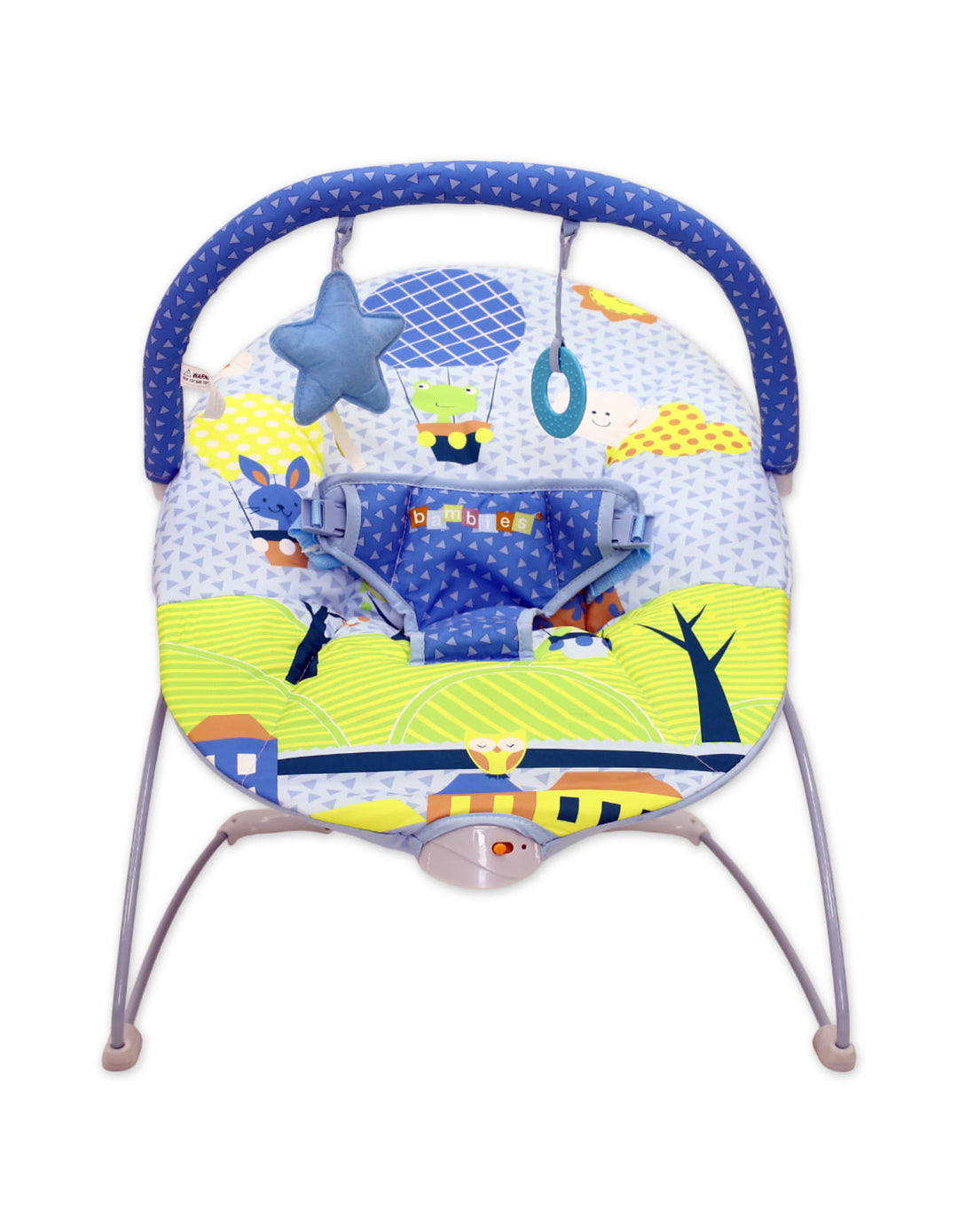 Baby Bouncer Bambies@ with Vibrations Blue I at Zubaidas® - Pakistan’s No. 1 and the most trusted baby and kids store for over 50 years. Shop Online. Nationwide Delivery. Best Prices.