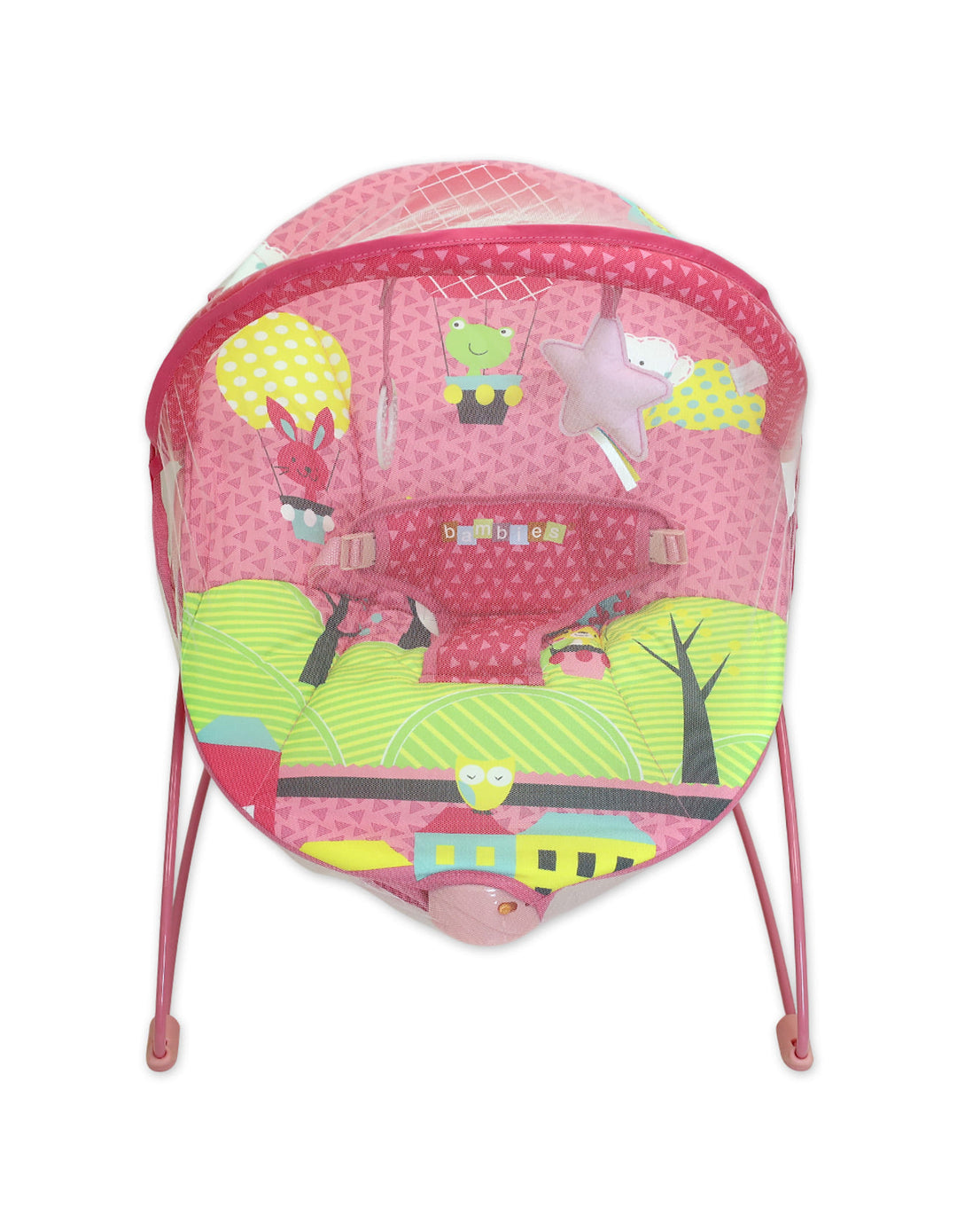 Baby Bouncer Bambies@ with Vibrations Pink II at Zubaidas® - Pakistan’s No. 1 and the most trusted baby and kids store for over 50 years. Shop Online. Nationwide Delivery. Best Prices.