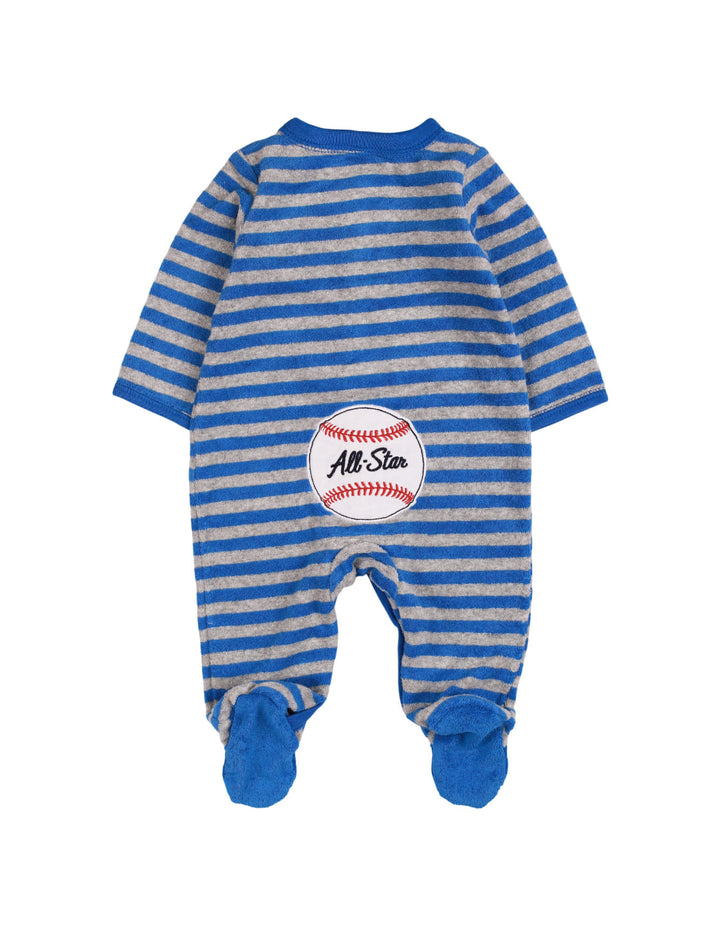 Baby Boys Full Rompers Bambies® Blue and Grey Terry Stripes&nbsp;at Zubaidas® - Pakistan’s No. 1 and the most trusted baby and kids store for over 50 years. Shop Online. Nationwide Delivery. Best Prices.