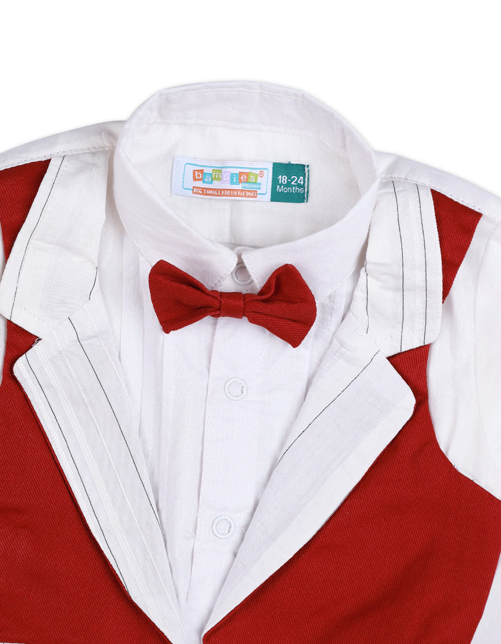 Baby Boys Rompers Bambies® Red and White Formal Tuxedo Style Outfit&nbsp;at Zubaidas® - Pakistan’s No.&nbsp;1 and the most trusted baby and kids store for over 50 years. Shop Online. Nationwide Delivery. Best Prices.