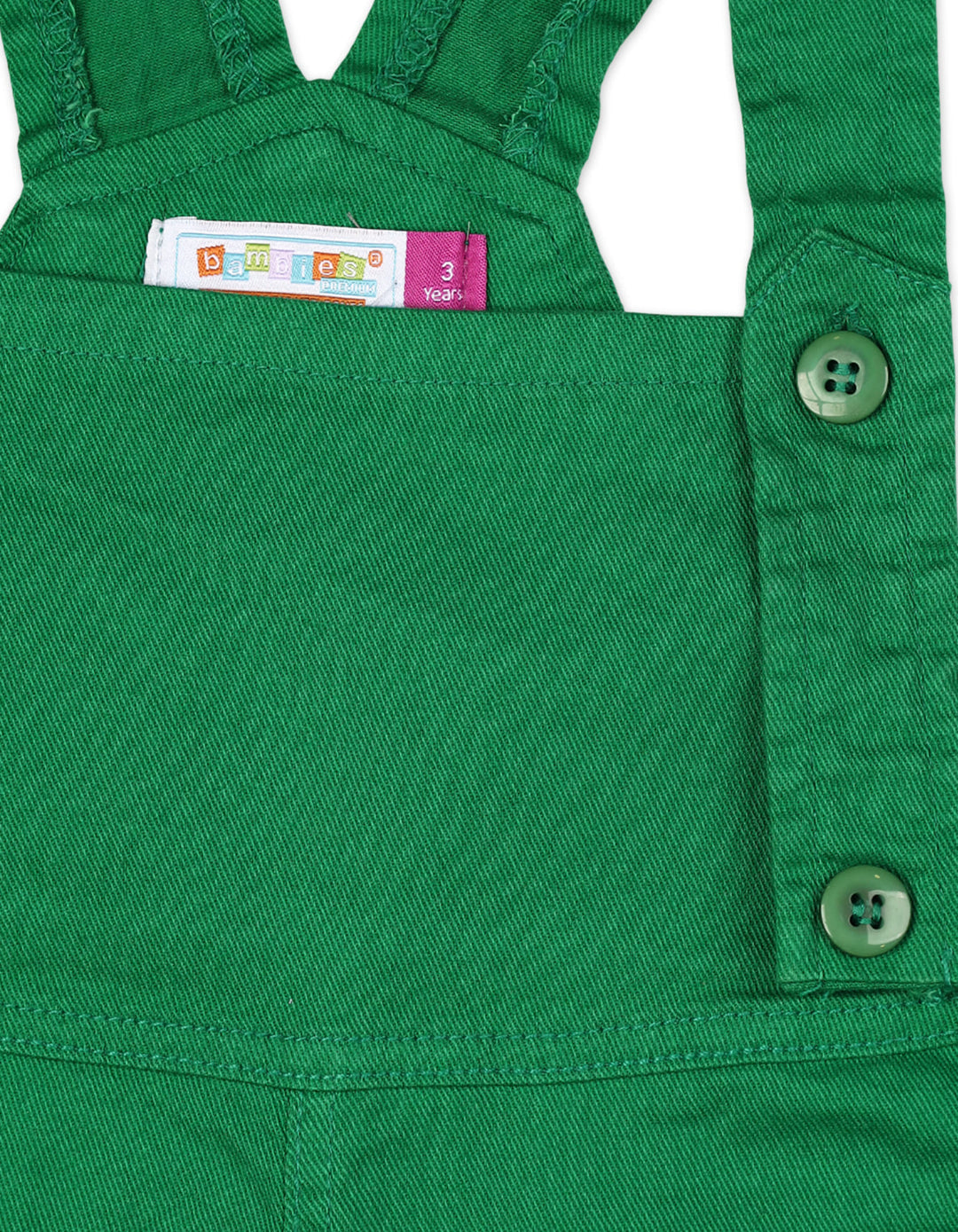 Baby Dungaree Rompers Bambies® Green with White T Shirt at Zubaidas® - Pakistan’s No. 1 and the most trusted baby and kids store for over 50 years. Shop Online. Nationwide Delivery. Best Prices.
