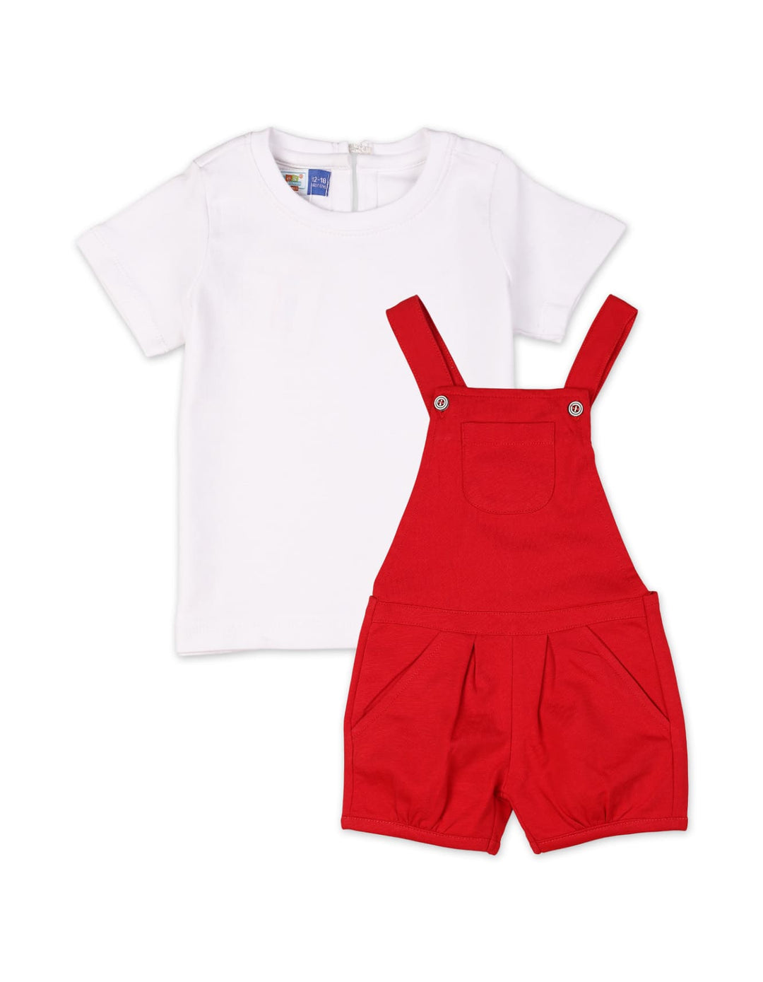 Baby Dungaree Rompers Bambies® Red with White T Shirt&nbsp;at Zubaidas® - Pakistan’s No. 1 and the most trusted baby and kids store for over 50 years. Shop Online. Nationwide Delivery. Best Prices.
