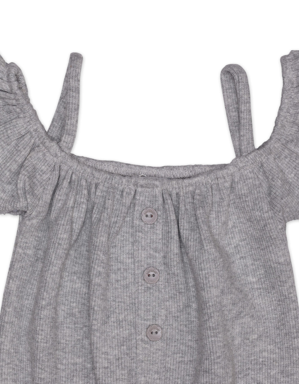 Baby Girls and Girls Jumpsuits Bambies® Grey Ruffle Shoulder Jumpsuit&nbsp;at Zubaidas® - Pakistan’s No. 1 and the most trusted baby and kids store for over 50 years. Shop Online. Nationwide Delivery. Best Prices.