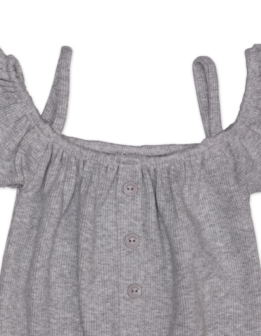 Baby Girls and Girls Jumpsuits Bambies® Grey Ruffle Shoulder Jumpsuit&nbsp;at Zubaidas® - Pakistan’s No. 1 and the most trusted baby and kids store for over 50 years. Shop Online. Nationwide Delivery. Best Prices.